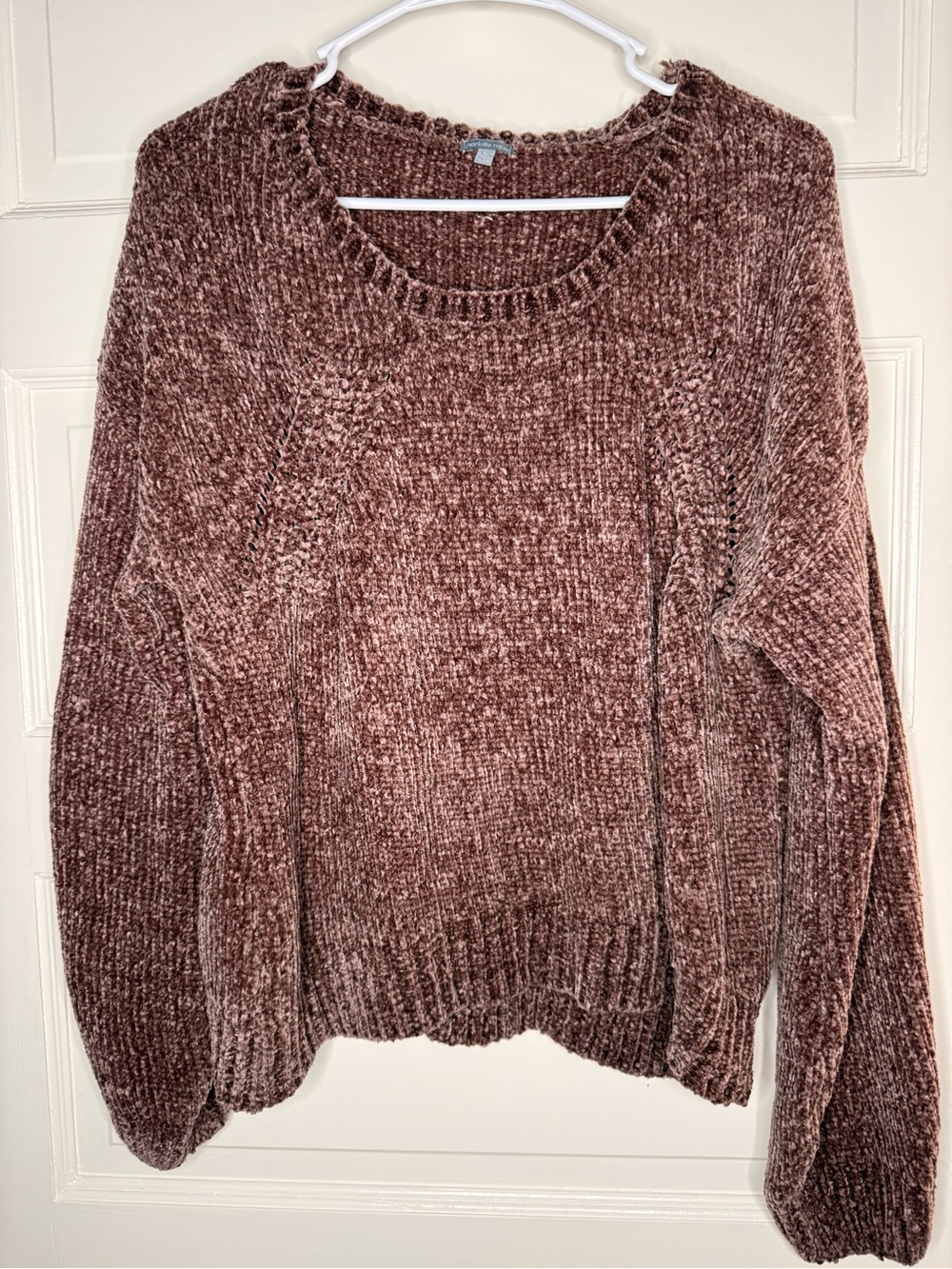 Charlotte Russe Plush Chenille Crewneck Sweater in Mauve